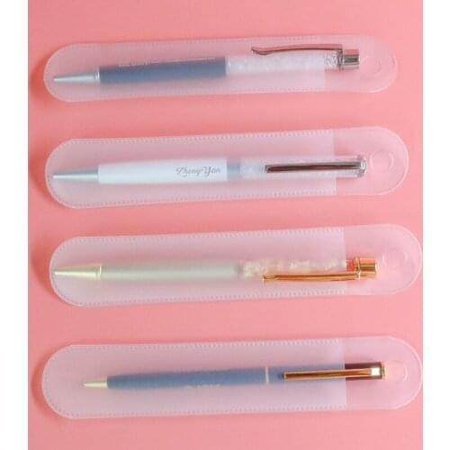 5pcs Simple Pencil Bags Antique Abs Fountain Pen Bag Single Pen Holder Pencil Case