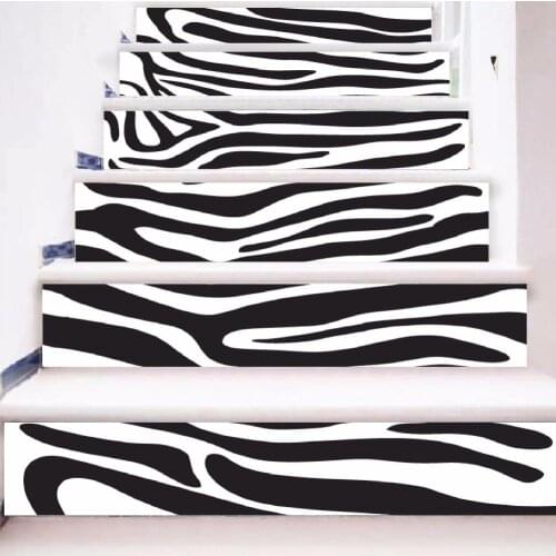 6pcs/set 18cm x 100cm Zebra Pattern Style Stair Sticker Wallpaper LTT037
