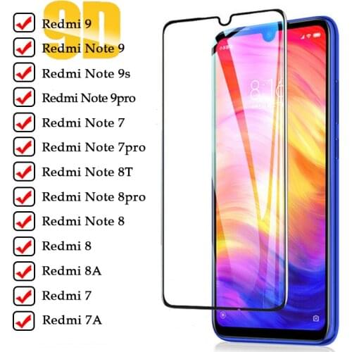 9D Tempered Glass for Redmi Note 7 8t 9s 8 9 pro 7 8 pro for xiaomi poco x3 Screen protector for Xiaomi redmi note 7 8 pro glass
