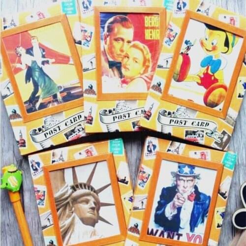Free shipping 5packs Retro architecture movie cartoon character postcard New Year Gifts Birthday Five Romantic Postcard