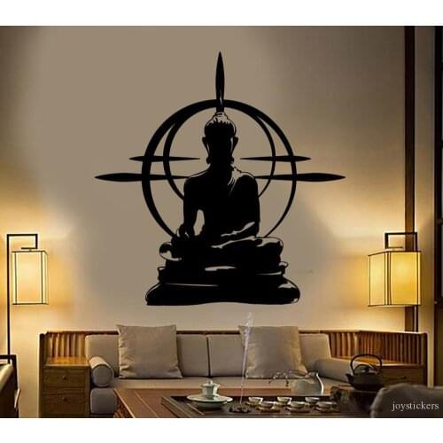 Buddha Vinyl Wall Stickers Removable Wall Decals Chakra Mandala Mantra Chakra Meditation Sticker Decor yoga Room Posters 1317