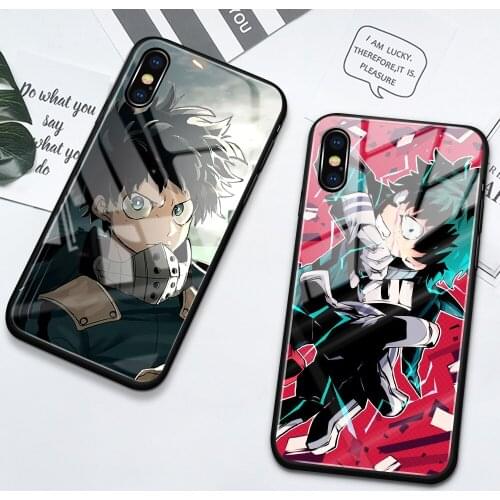 Tempered Glass Case My Hero Academia Midoriya Izuku Scorch Cover for iPhone 6 6s 7 8 Plus X XS XR SE2020 11 12 Pro Max Mini