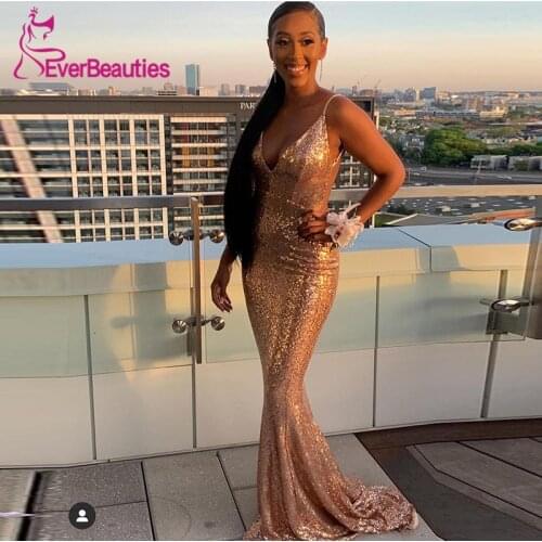 Shiny Sequins Evening Dress Long Spaghetti Straps Mermaid Backless Prom Party Dresses Robe De Soiree Abiye Gece Elbisesi