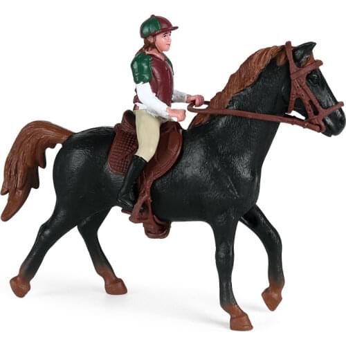 Simulated Animal Horse Action Model Horseback Riding Race Hollo Animal Figurine Childrens Educational Toys Boy Collecting Gifts