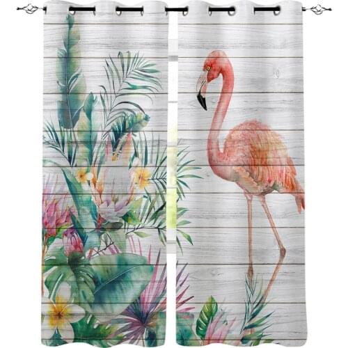 Flamingo Tropical Plant Leaf Window Interior Curtain Valance Door Room Drape for Kitchen Living Room Bedroom Decoration Curtains