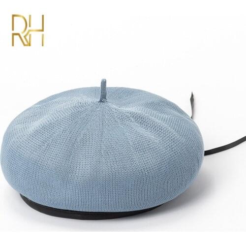 French Women Beret Spring Summer Girl Beret Breathable Adjustment Draw String Pu Leather Beret Painter Cap RH