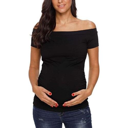 TELOTUNY Womens Short Sleeve Off Shoulder Tops Breastfeeding Floral T-Shirt Maternity maternity clothes pregnancy women Mama
