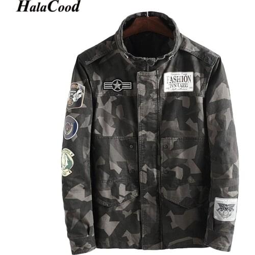 HALACOOD New Brand Fashion Military Jacket Mens Autumn Cotton Jacket Army Mens Pilot Jacket Air Force Autumn Casual Cargo Coat