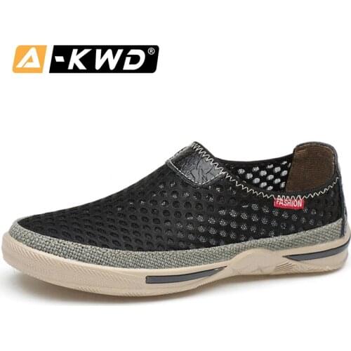 2020 Summer Sneakers Men Casual Shoes Breathable Mesh Mens Trainers Soft Fashion Loafers Man Slip on Black Designer Shoes Men 44