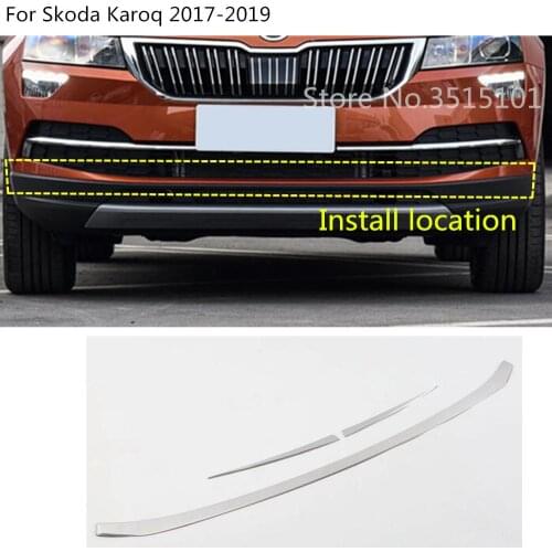 Car Body Cover Stainless Steel Bumper Engine Trim Front Racing Grid Grill Grille Frame 3pcs For Skoda Karoq 2017 2018 2019 2020