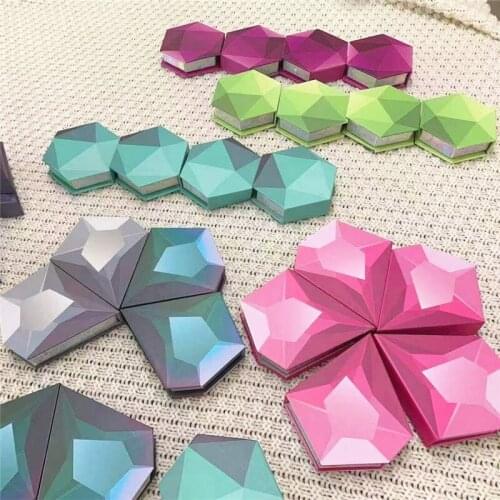 Wholesale diamond false eyelash packaging box lash boxes packaging custom logo faux cils mink lashes magnetic rectangle case