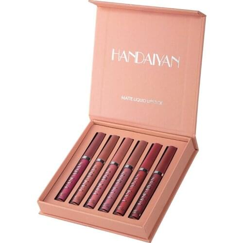 6pcs Lipstick Velvety Set Long Lasting Nonstick Cup Not Fade Makeup Cosmetics Kit For Girl Women Lipstick Maquillaje