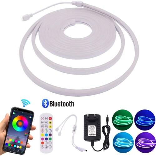 DC12V Neon Light Bluetooth RGB Led light Strip 3535 Flexible Tape Ribbon Diode Waterproof 96Leds/m Remote Control Neon Sign