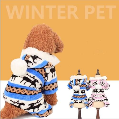 The New Autumn And Winter Snowflake Soft Fleece Dog Clothes Pet Dog Dress Pattern Coral Velvet Deer Christmas Puppy Coat Four Ha