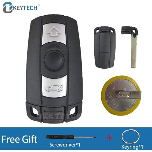 OkeyTech For BMW 1 3 5 6 Series Remote Key Shell Case For BMW X5 X6 E60 E70 E71 E87 E90 Replacement Car Key Fob 2025 Battery