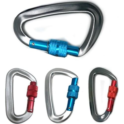 Outdoor D-Shaped Carabiner with Lock Backpack Keychain Camping Survival Gear Mountaineering Hook Safety Hanging Buckle