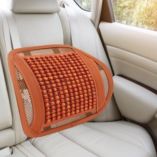 Car Seat Backrest Support Cushion Mesh Support Breathable Waist Pad Comfortable Office Car Leather Wooden Bead Waist Support Pad