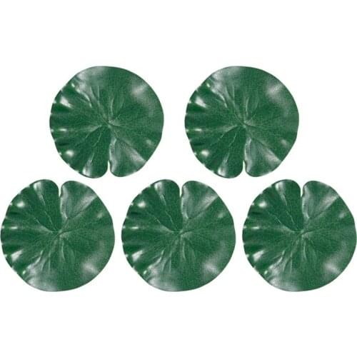 Practical 5 Pcs Aquarium Fish Tank Green Lotus Leaf Plastic Floating Decor 5.5" Dia