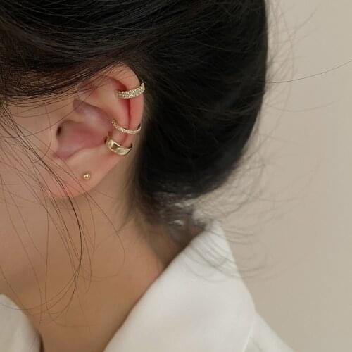 Earrings for Women Three Piece Set of Simple Crystal Student Ear Bone Clip Without Ear Hole Jewelry Wholesale
