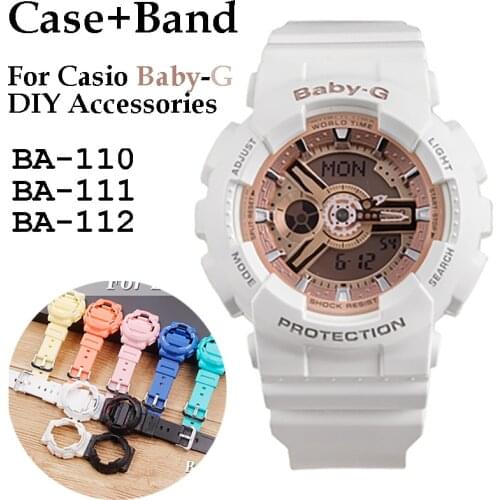 Silicone Watch Band for Casio for BABY-G BA-110 111 112 Accessories DIY Replacement Watch Band Set Cover shell Case+watchband