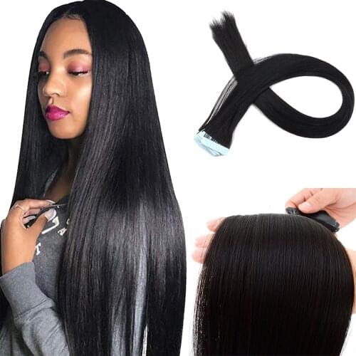 Dansama Straight Tape In Hair Extension Pure Color Double Sided Adhesive Tape Hair 22 Inch 40 Pcs/pack Skin Weft Synthetic Hair