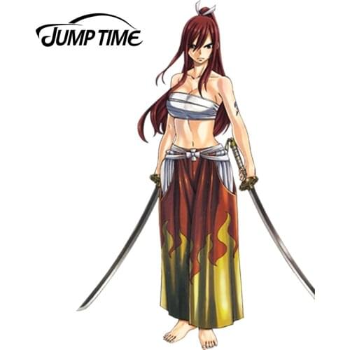 JumpTime 13cm x 8.8cm Super Sexy Car Stickers Anime Erza Scarlet Warrior Vinyl Car Decal Window Wiper Tailgate Styling