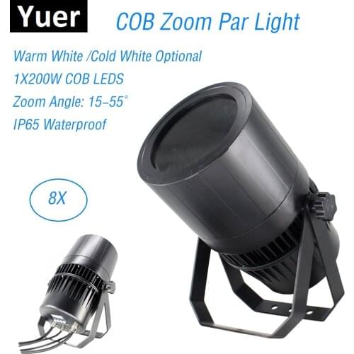 8Pcs LED Par Can COB 200W Warm / Cold White Light IP65 Outdoor Audience Studio Blinder Stage Light For Wedding Stage Disco Dj