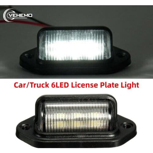 Vehemo Universal License Plate Light 6 LED Rear Tail Licence Number LED Plate Light Lamp For Trailer Truck Lorries