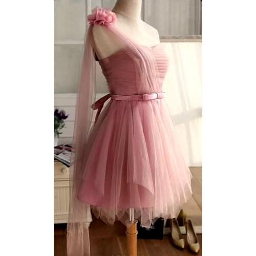 Retro Short Tulle Dusty Pink Homecoming Dresses with Bow Corset Back Knee Length Pleated Abendkleid Robes de Soirée for Women