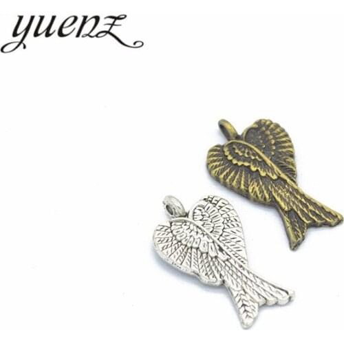 YuenZ 8pcs 2 color Antique bronze wing Charm fit for Bracelets Necklace Pendant DIY Metal Jewelry 27*15mm D412