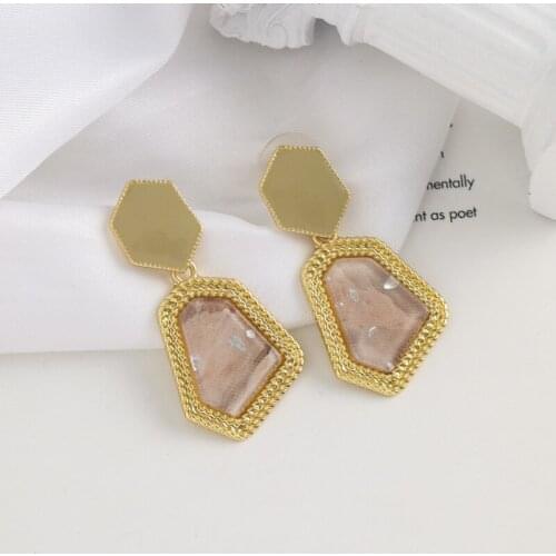 Women Simple Temperament Geometric Shapes Acrylic Pink Green Earrings