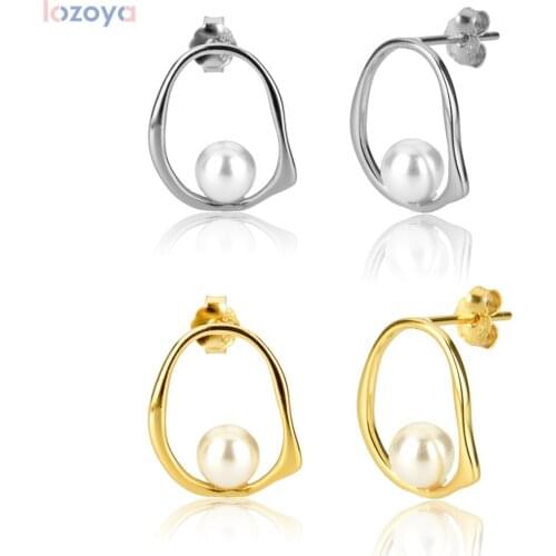 LOZOYA 925 Sterling Silver Gold Double Luxury Love Jewelry Heart Stud Earring Women Fashion Party Gift Valentiens Gift