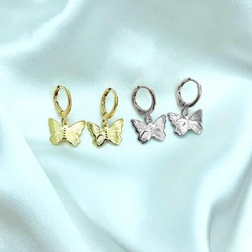 JOUVAL New VIvid Butterfly Hoop Earrings For Women Gold Color Brincos Female Vintage Circle Ear Korean Cute Fashion Jewelry 2021