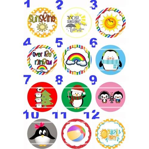 Handmade Colorful picture Round Glass Cabochons Refrigerator magnet for Necklace Decoration and Phone Chain Accessaries138