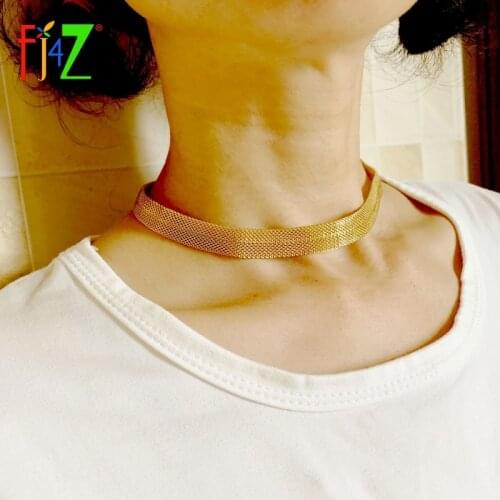 F.J4Z Hot Weaved Wide Chain Necklaces Stars Metal Band Choker Necklaces for Women Vintage Necklace 2020 Top Trendy dropship