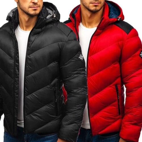 Winter jacket mens warm thick jacket casual cotton coat hooded coat mens cotton coat outer zipper windbreaker jacket