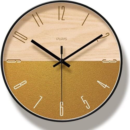 12 Inch Gold Wall Clock Modern Minimalist Round Clock Wall Clock Mute Quartz Clock Home Decorate For Living Room