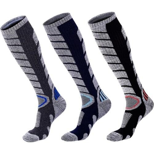 1Pairs Long-barreled Ski Socks Men Women Terry Thermal Ventilation Stockings Outdoor Activities Skiing Hiking Climbing Winter