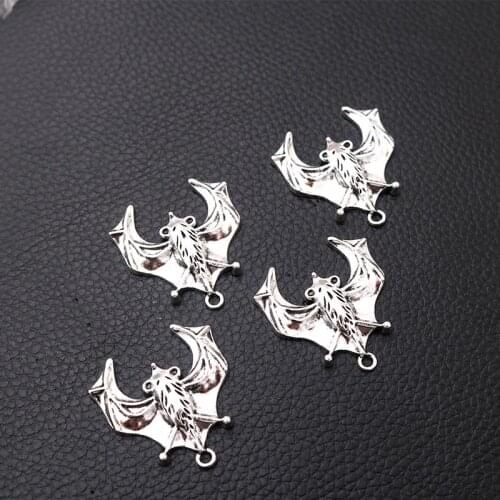 4pcs/lot Silver Plated Charms Animal Bat Bracelet Necklace Pendants DIY Handmade Metal Jewelry Accessories 32*31mm P113