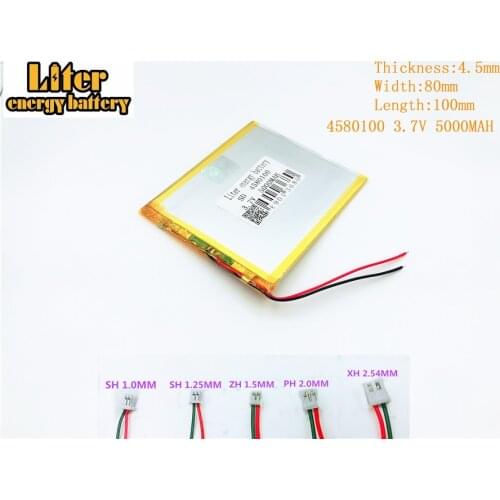 4580100 3.7V 5000MAH Tablet PC polymer rechargeable battery FOR 3.7V 5000MAH 4580100 PLUG Lithium polymer battery