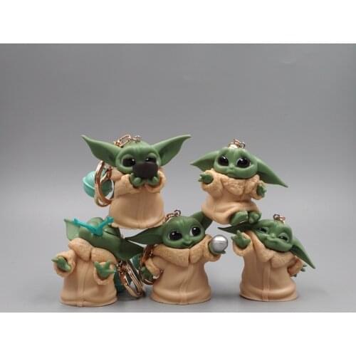 5pcs star wars Baby Yoda Keychain Anime Figure Yoda Model Keychains Kawaii Bag Car Keychain Pendant Keyring For Kids Gift Toys