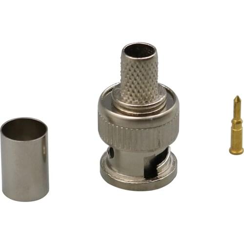 50Pcs Male BNC RG6 Plug 3-piece crimp Coaxial Connector or RG6 CCTV Cables