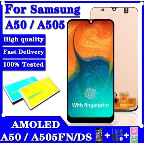 6.4"Super AMOLED For Samsung Galaxy A50 SM-A505FN/DS A505F/DS A505 LCD Display Touch Screen Digitizer With Frame For Samsung A50