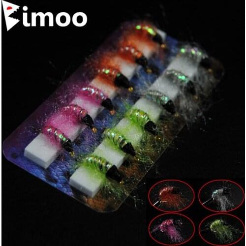 Bimoo Sinking Scud Flies Nymphs Shrimps for Fly Fishing Trout Size 14 Hook Orange Grey Pink Green Color