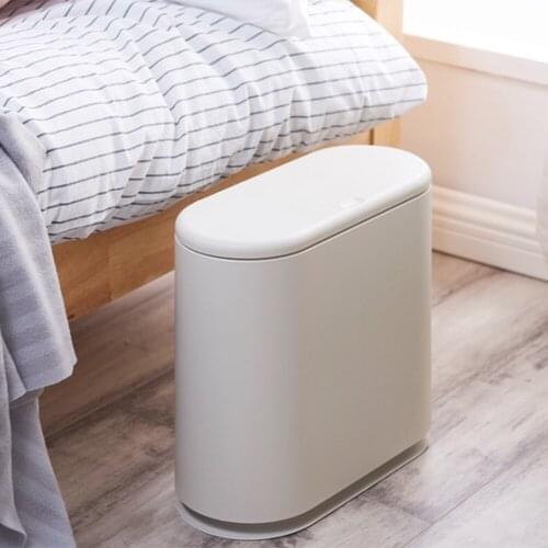 Large Capacity Trash Cans Kitchen Toilet Garbage Bag Holder Narrow Oval Rubbish Bin Press-Type Bedroom Waste Bin Office Dustbin
