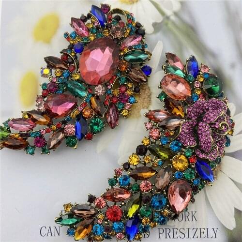 Two styles Trendy Fashion New Large Charming Floral Rhinestone Brooch Pin For Wedding Party