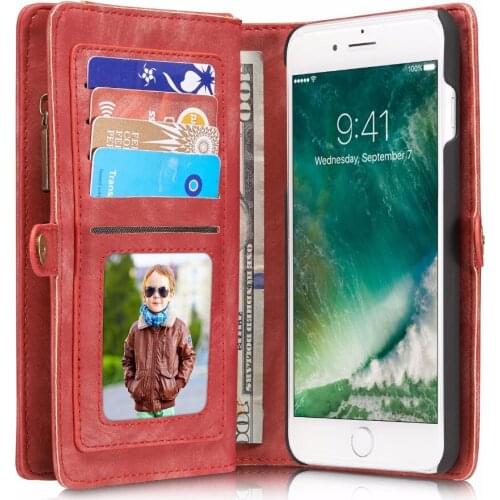 CaseMe Luxury Wallet Cases For iPhone 7 7 Plus Genuine Leather Flip Capinha Coque Magnetic Removable Phone Cover For iPhone7