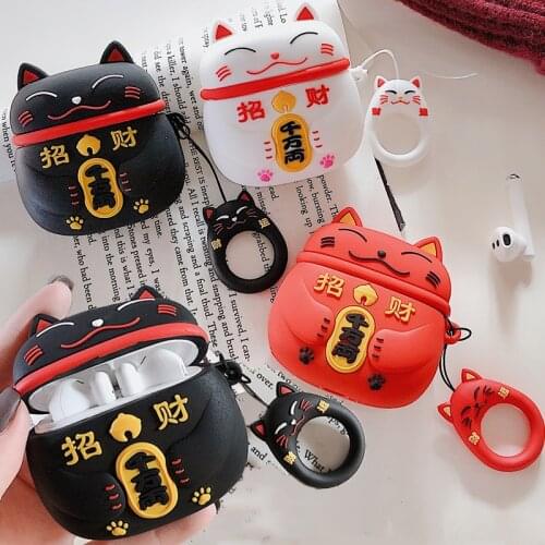 For Airpods Pro 3D Cute Cartoon Chinese Words Lucky Smile Cat Case for Apple Airpods 3 Japanese New Year Wireless Earphone Cover