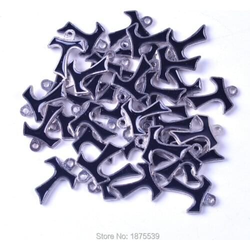 Black Small Zinc Alloy Tau Cross 17*13 mm Religious Charm