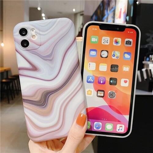 Colorful Marble Crack Matte Phone Case For iPhone 12 Mini 11 Pro SE 2020 X XR Xs Max Soft IMD Protection Cover Cases on 7 8 Plus